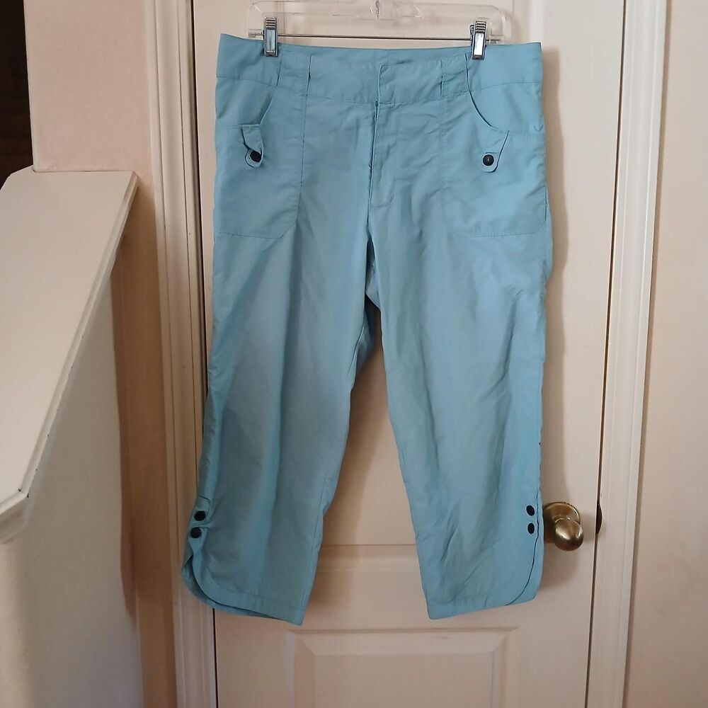 REI Co-op Light Blue UPF 50+ Nylon Hiking Capri Pants 14 Gorpcore Granola Y2K